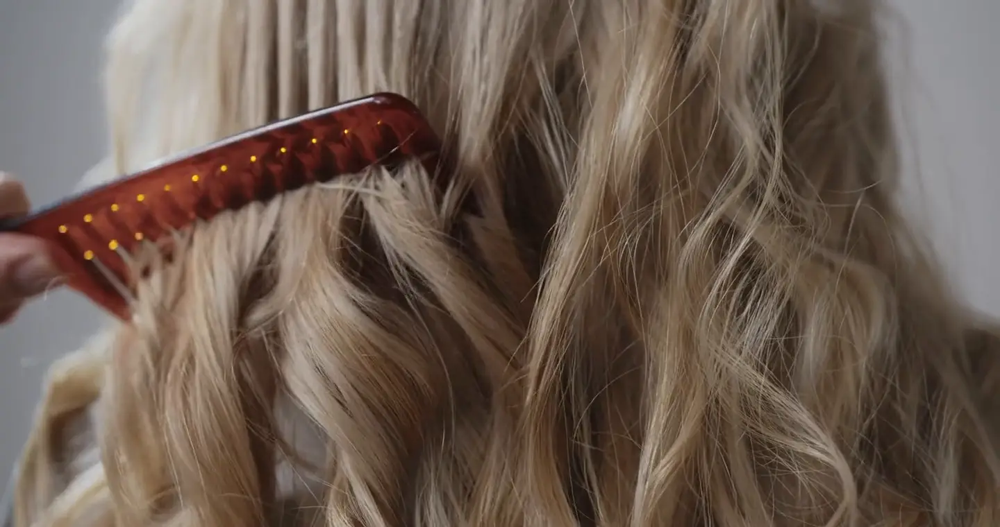 A comb drawn slowly through freshly styled hair
